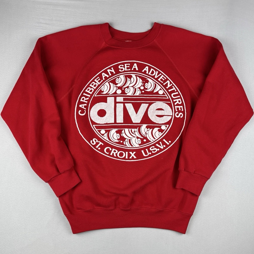 Vintage 90s St Croix USVI Caribbean Dive Sweatshirt USA Made Hanes M